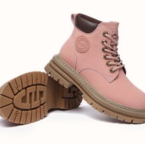 UGG Tarramarra Pink Leather Hiker Lace-Up Boots Women’s Sz 9
